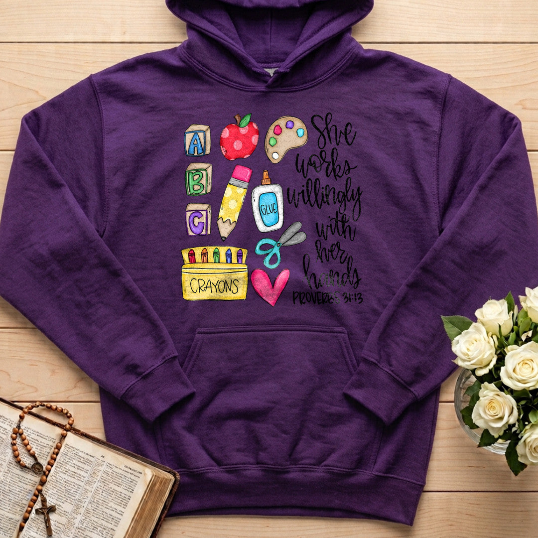 She Works Willingly With Her Hands Glue Crayons Proverbs 31.13 02