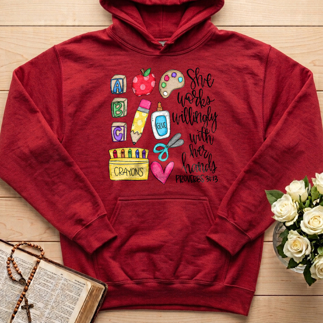 She Works Willingly With Her Hands Glue Crayons Proverbs 31.13 02