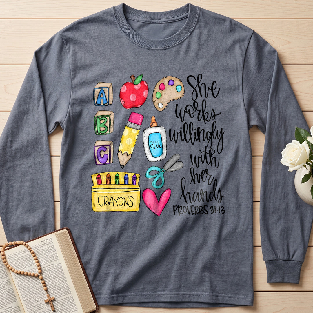 She Works Willingly With Her Hands Glue Crayons Proverbs 31.13 02