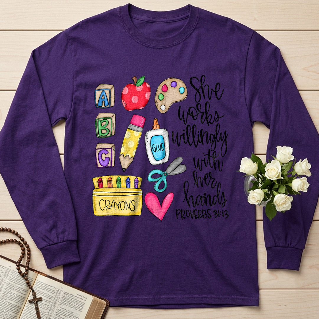 She Works Willingly With Her Hands Glue Crayons Proverbs 31.13 02
