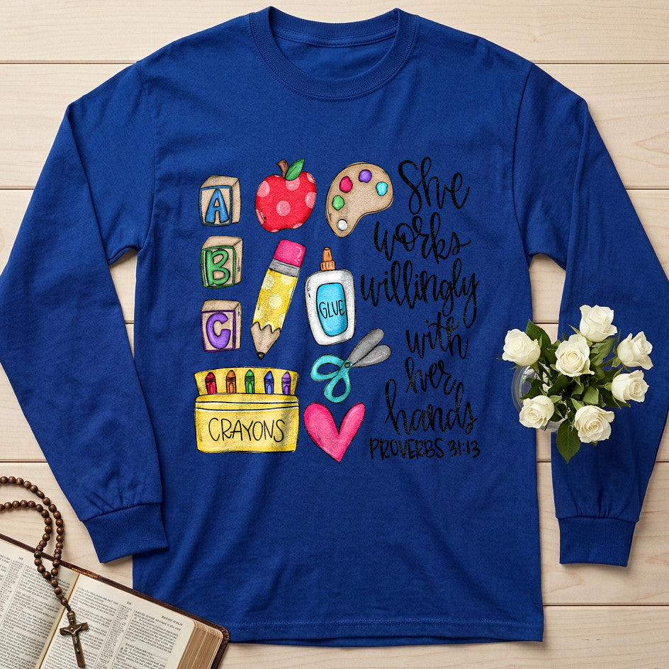 She Works Willingly With Her Hands Glue Crayons Proverbs 31.13 02