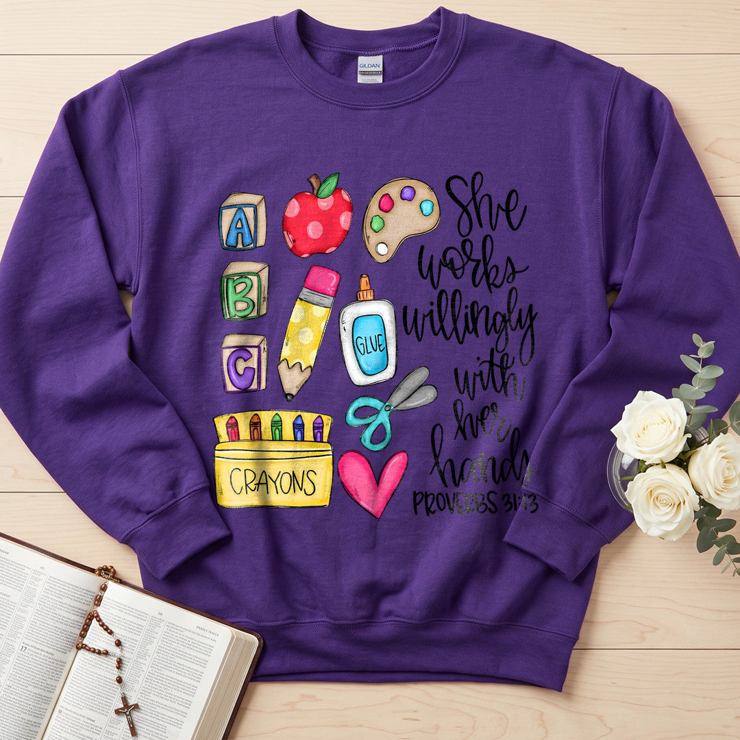 She Works Willingly With Her Hands Glue Crayons Proverbs 31.13 02