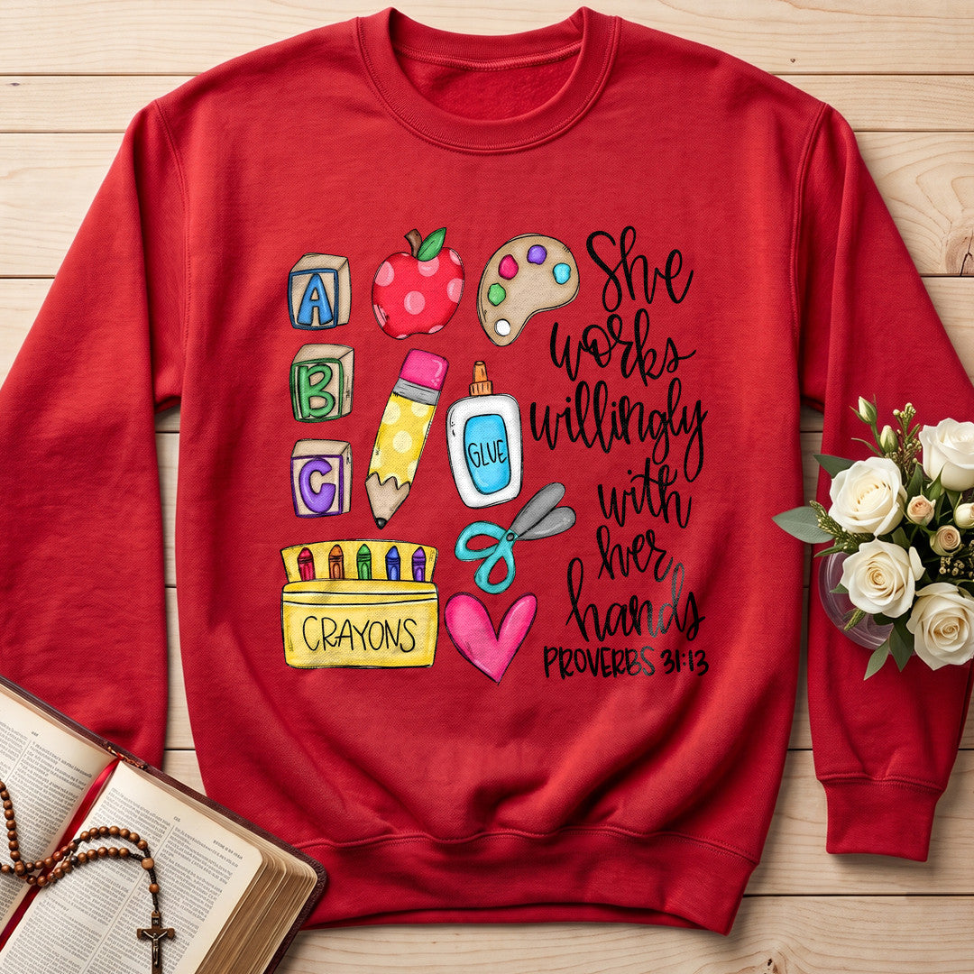 She Works Willingly With Her Hands Glue Crayons Proverbs 31.13 02