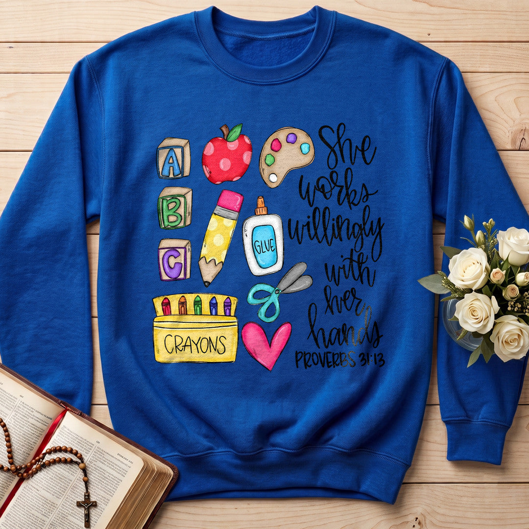 She Works Willingly With Her Hands Glue Crayons Proverbs 31.13 02