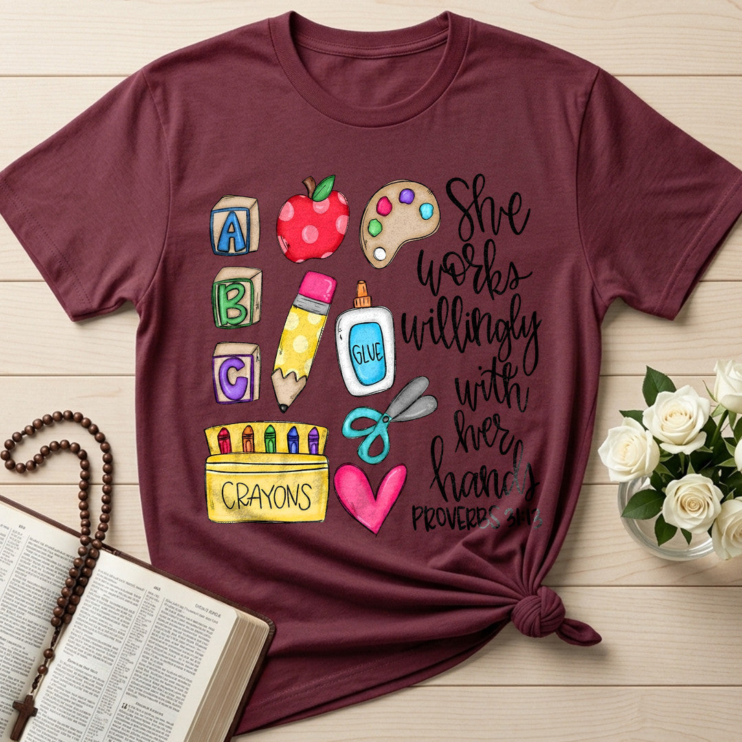 She Works Willingly With Her Hands Glue Crayons Proverbs 31.13 02