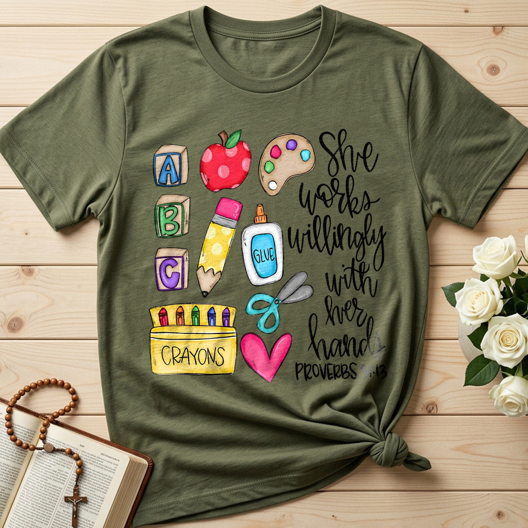She Works Willingly With Her Hands Glue Crayons Proverbs 31.13 02