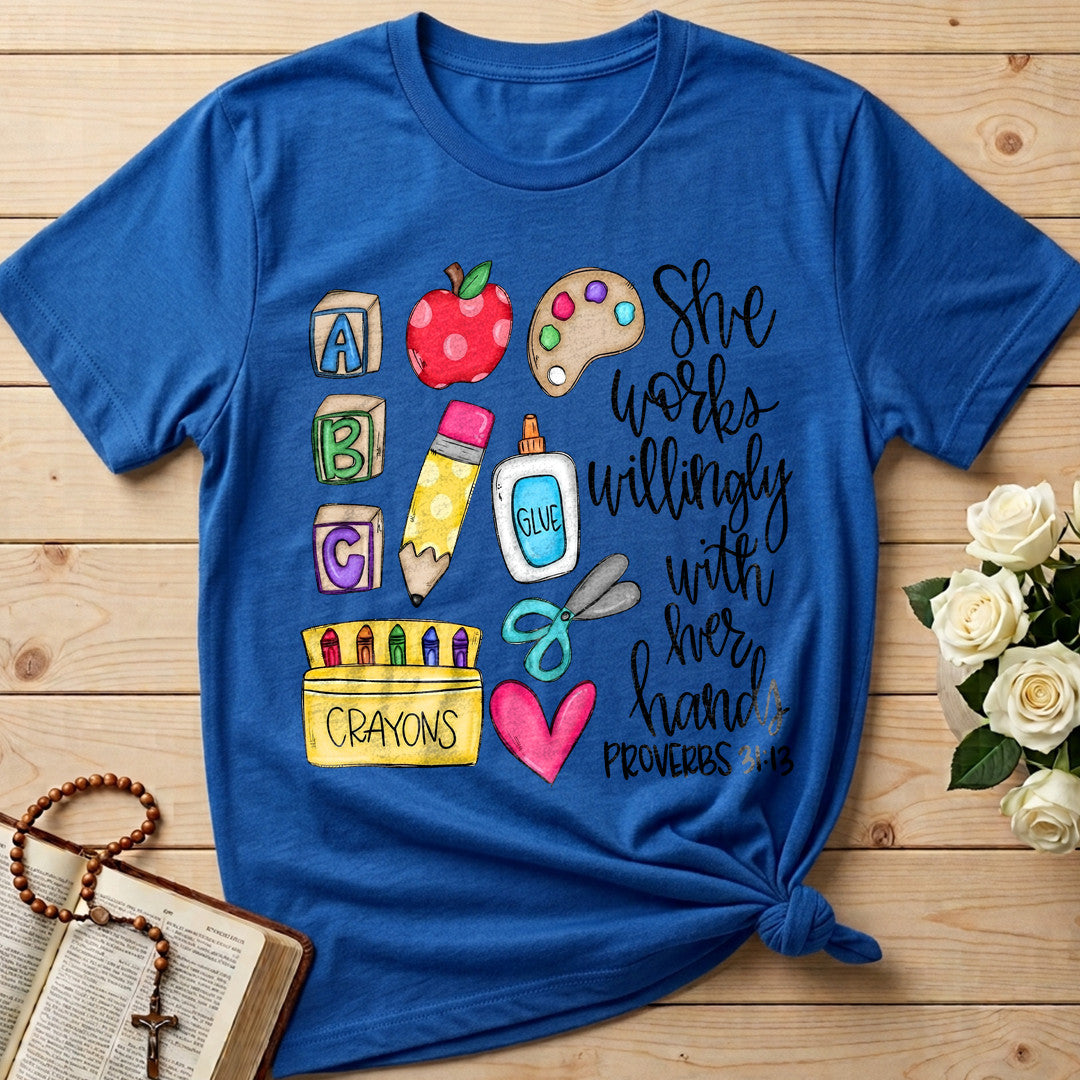 She Works Willingly With Her Hands Glue Crayons Proverbs 31.13 02