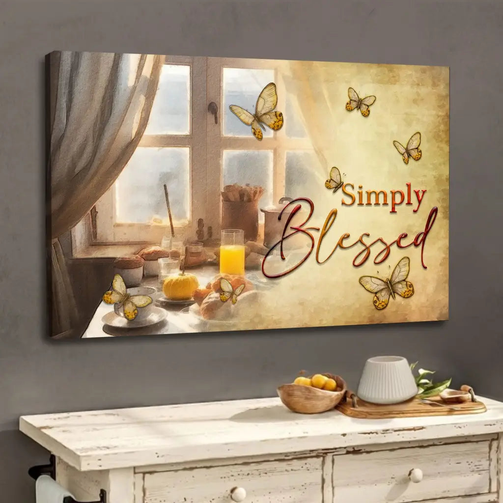 Christian Wall Art - Simply Blessed Canvas - Butterfly Window