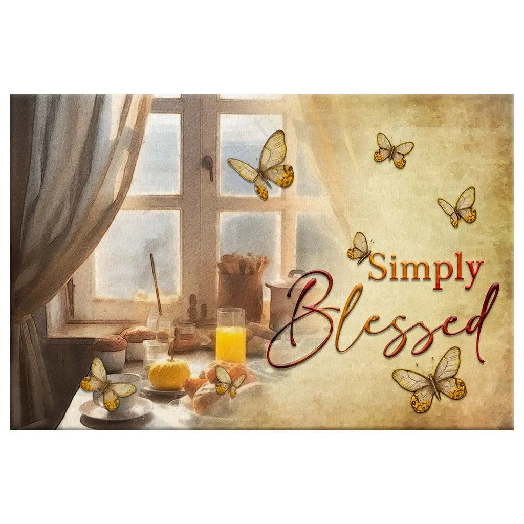 Christian Wall Art - Simply Blessed Canvas - Butterfly Window