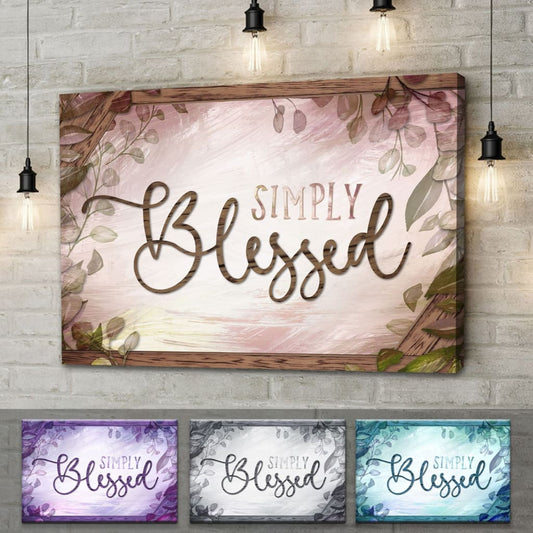 Rustic Simply Blessed Canvas Wall Art - Christian Wall Decor