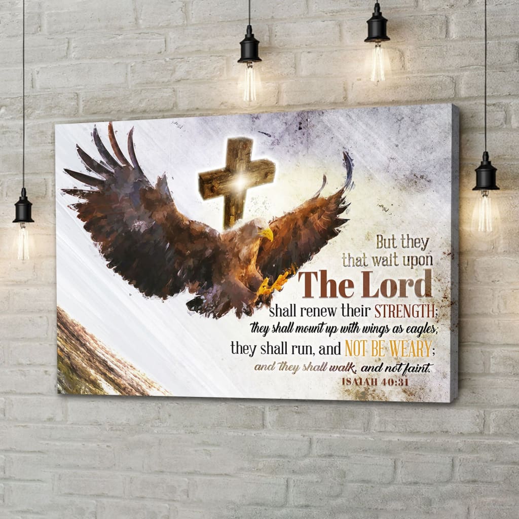 They That Wait Upon The Lord Canvas, Soaring Eagle, Isaiah 40:31 KJV Wall Art