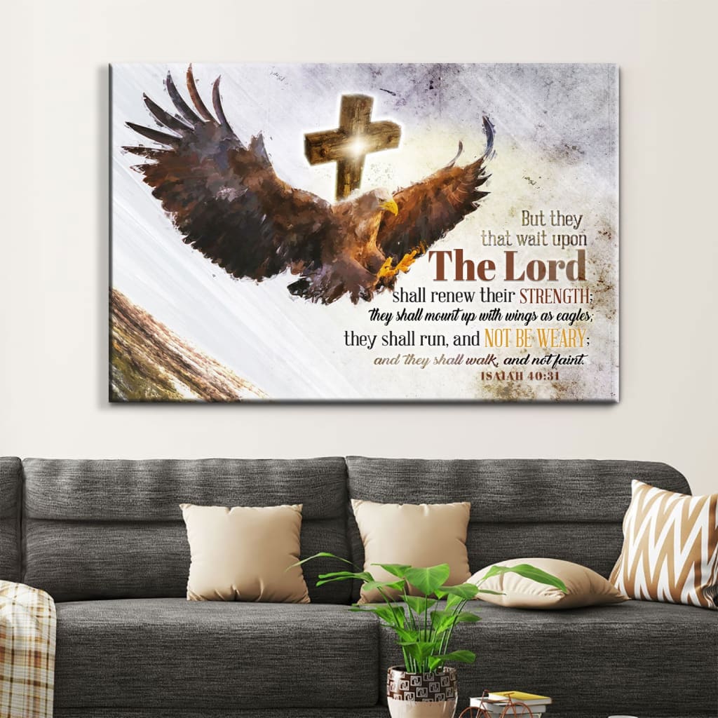 They That Wait Upon The Lord Canvas, Soaring Eagle, Isaiah 40:31 KJV Wall Art