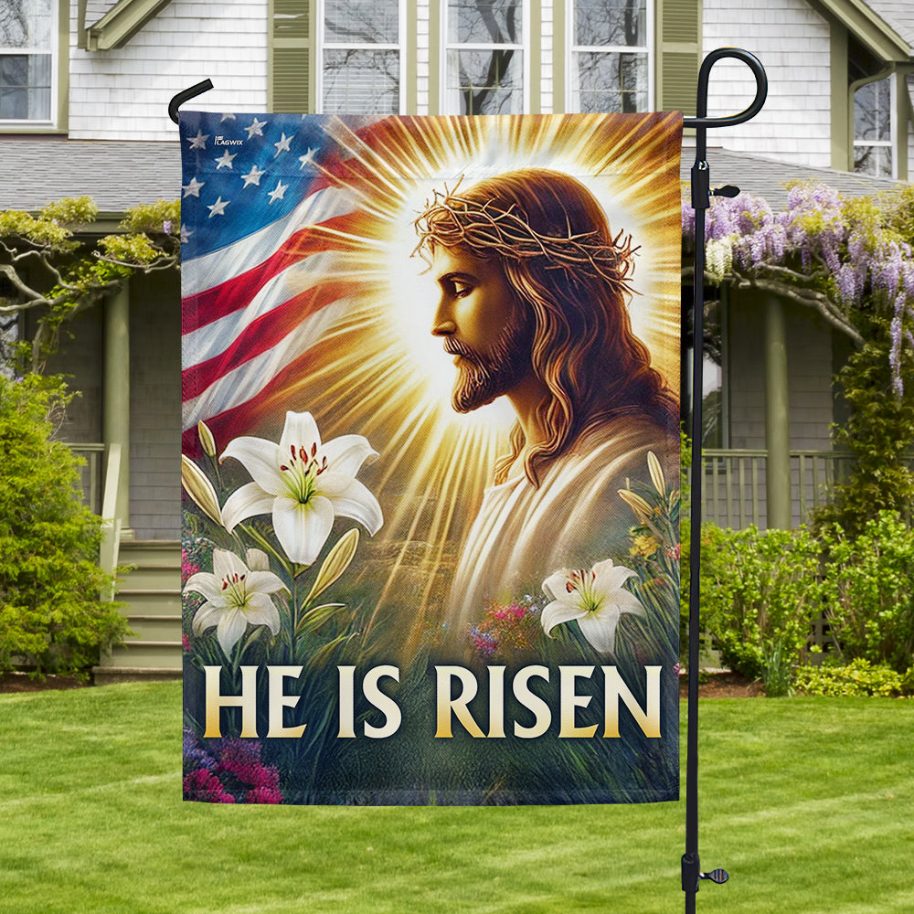 He is Risen Religious Easter Day Flag