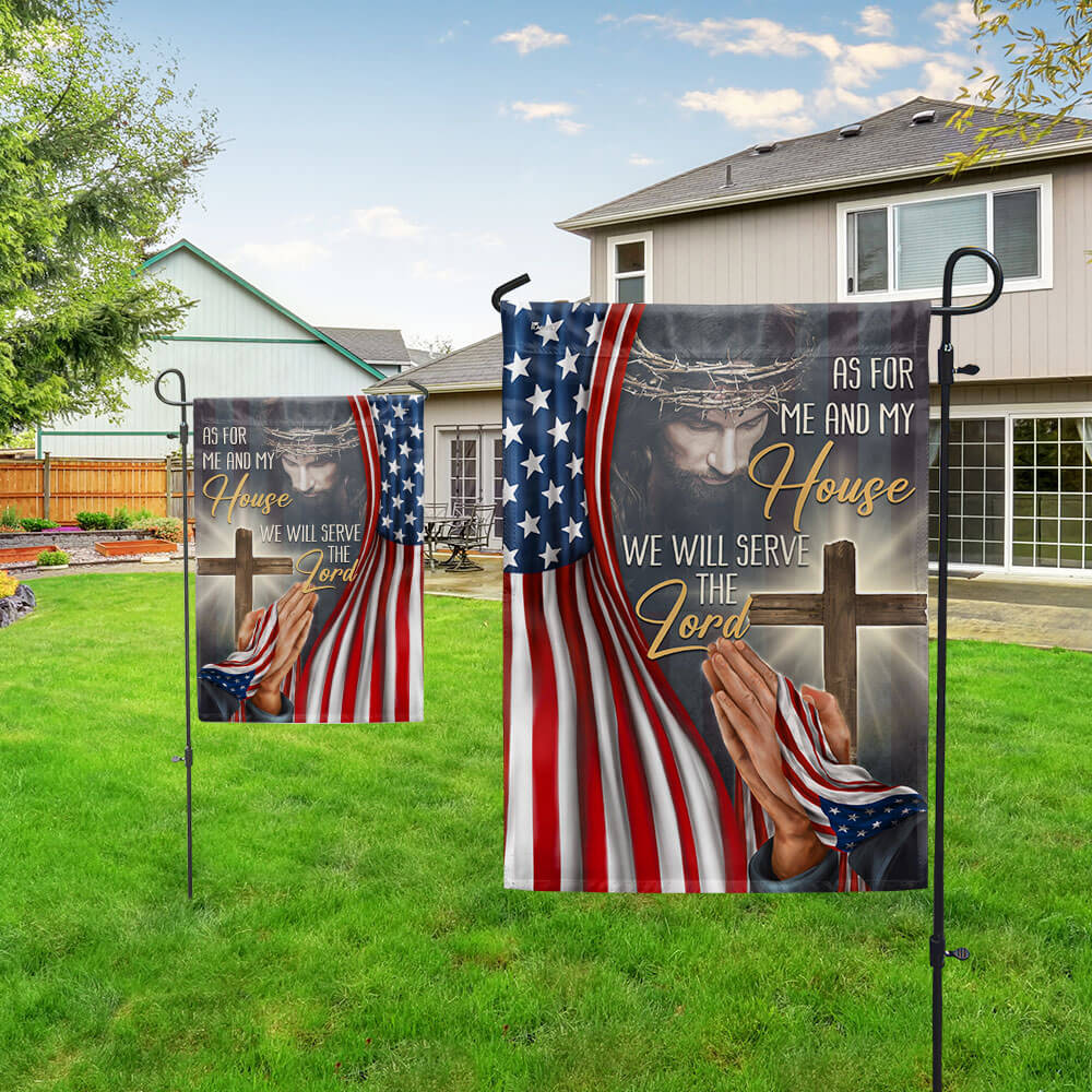 Christian Jesus We Will Serve The Lord American Flag