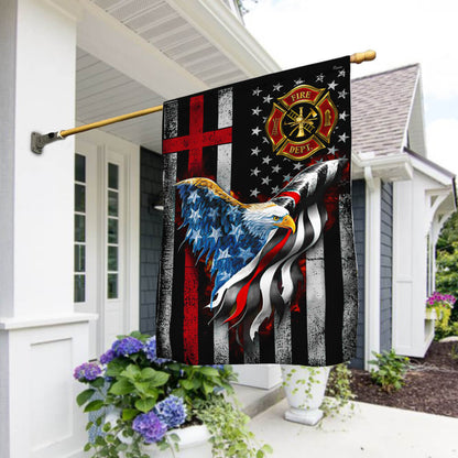 Firefighter, Christian Cross, American Eagle US Flag