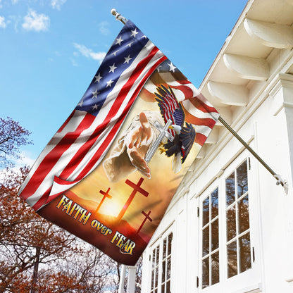 Faith Over Fear Jesus Cross Flag