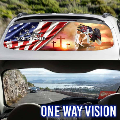 Jesus Take The Wheel Eagle Rear Window Decal