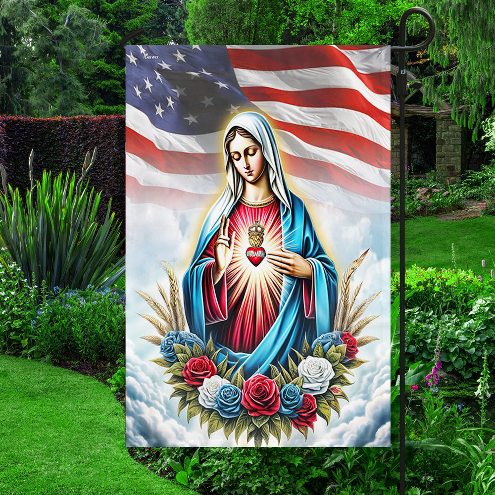 FLAGWIX The Immaculate Heart of Mary American Flag