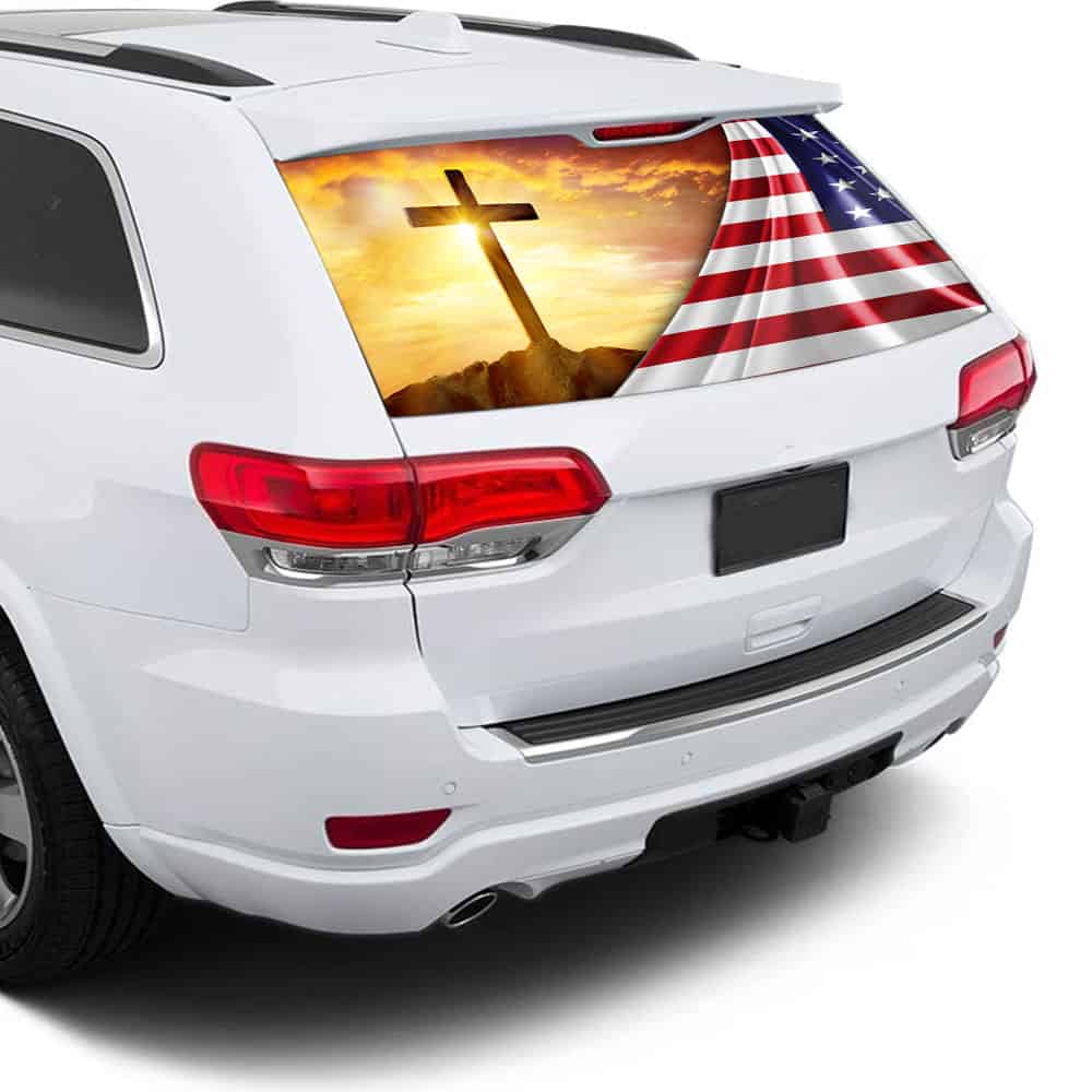 My God. Jesus. Christian Cross Rear Window Decal