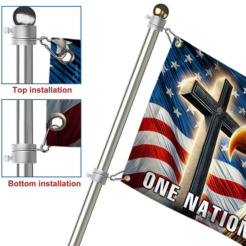 One Nation Under God Christian Cross Eagle Grommet Flag