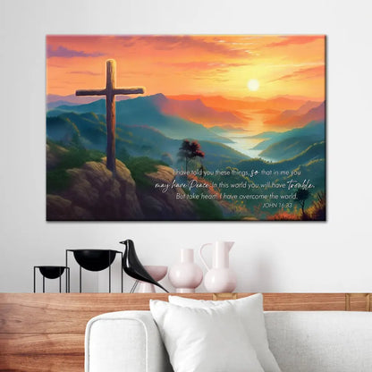Take Heart I Have Overcome The World John 16:33 NIV Wall Art Canvas