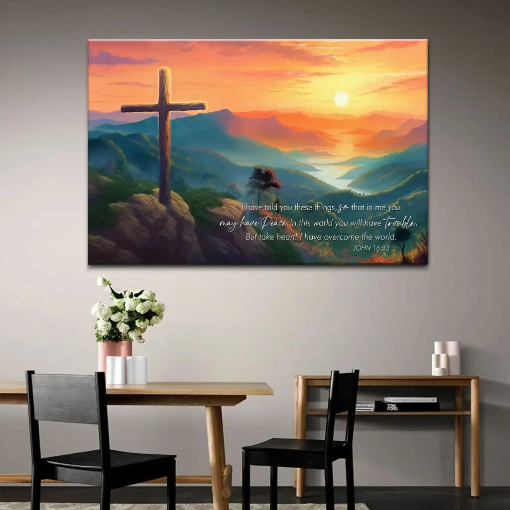 Take Heart I Have Overcome The World John 16:33 NIV Wall Art Canvas