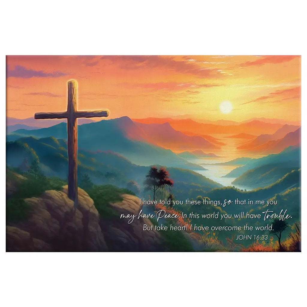 Take Heart I Have Overcome The World John 16:33 NIV Wall Art Canvas