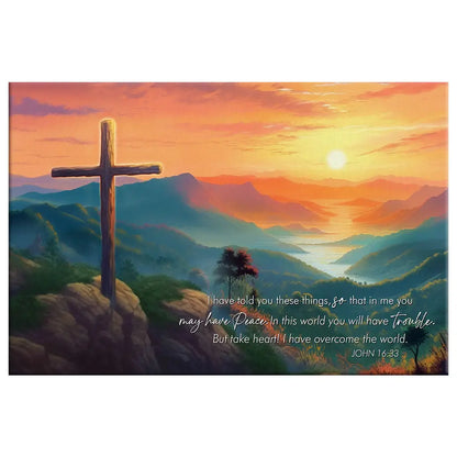 Take Heart I Have Overcome The World John 16:33 NIV Wall Art Canvas