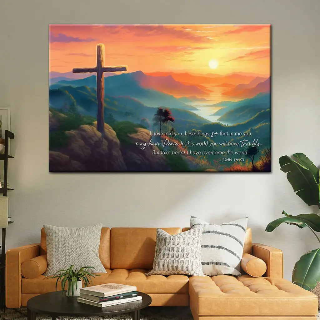 Take Heart I Have Overcome The World John 16:33 NIV Wall Art Canvas