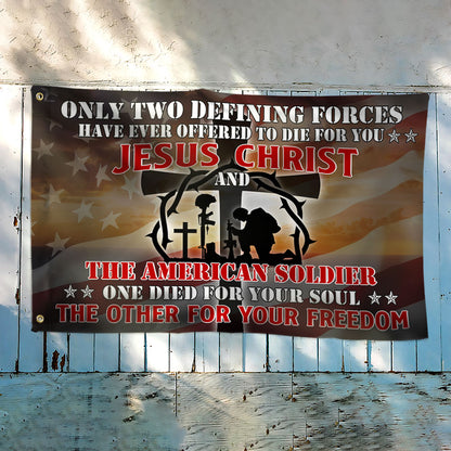 U.S. Veteran Day Jesus And Soldiers Grommet Flag