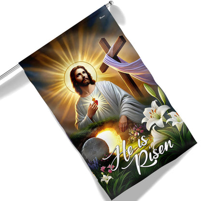 Easter Cross Resurrection He Is Risen Flag