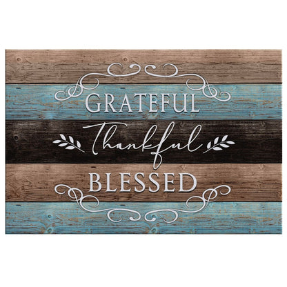 Thankful Grateful Blessed, Rustic, Christian Wall Art Canvas Print