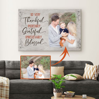 Personalized Thankful Grateful Blessed Wall Art Canvas With Custom Photo