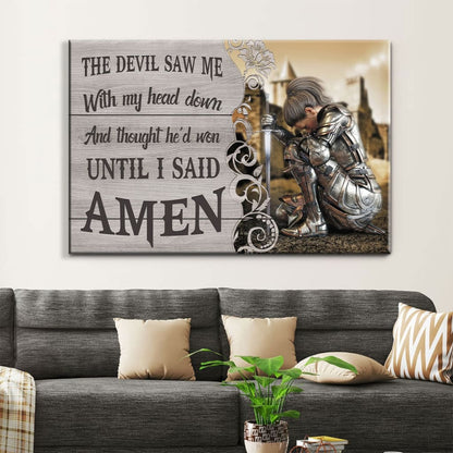 The Devil Saw Me With My Head Down, Woman Warrior of Christ, Wall Art Canvas