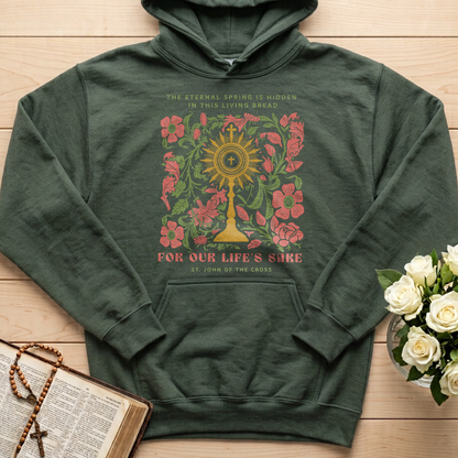 The eternal spring is hidden in this living bread For our life's sake 01
