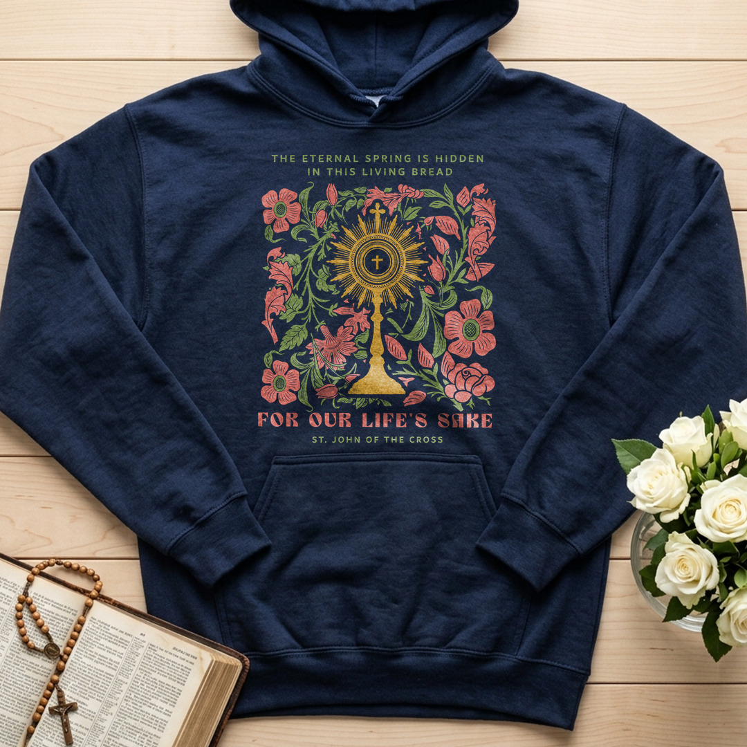 The eternal spring is hidden in this living bread For our life's sake 01
