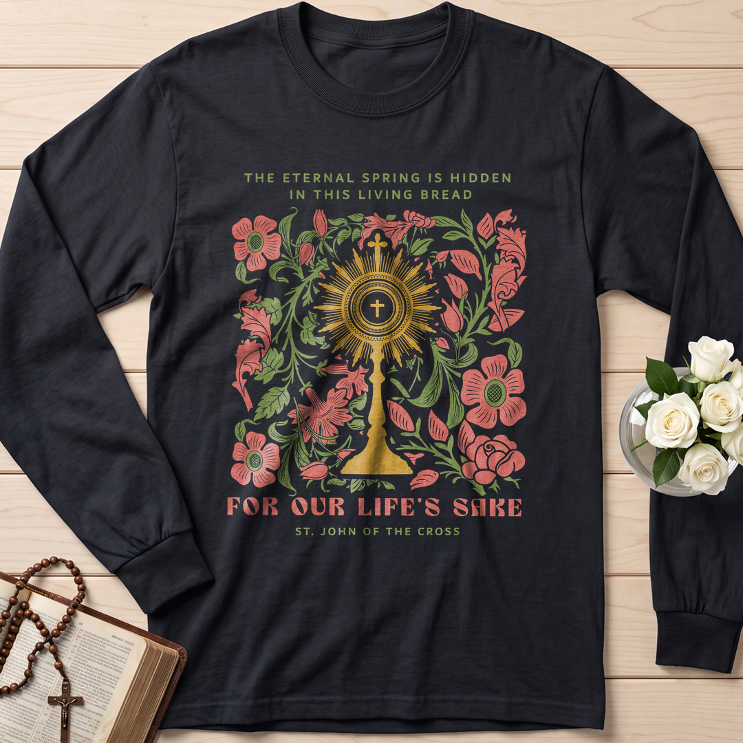 The eternal spring is hidden in this living bread For our life's sake 01