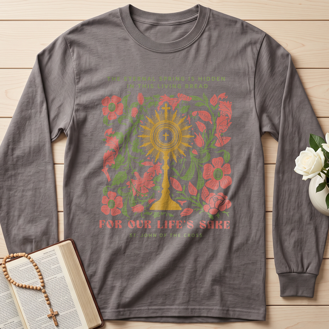 The eternal spring is hidden in this living bread For our life's sake 01