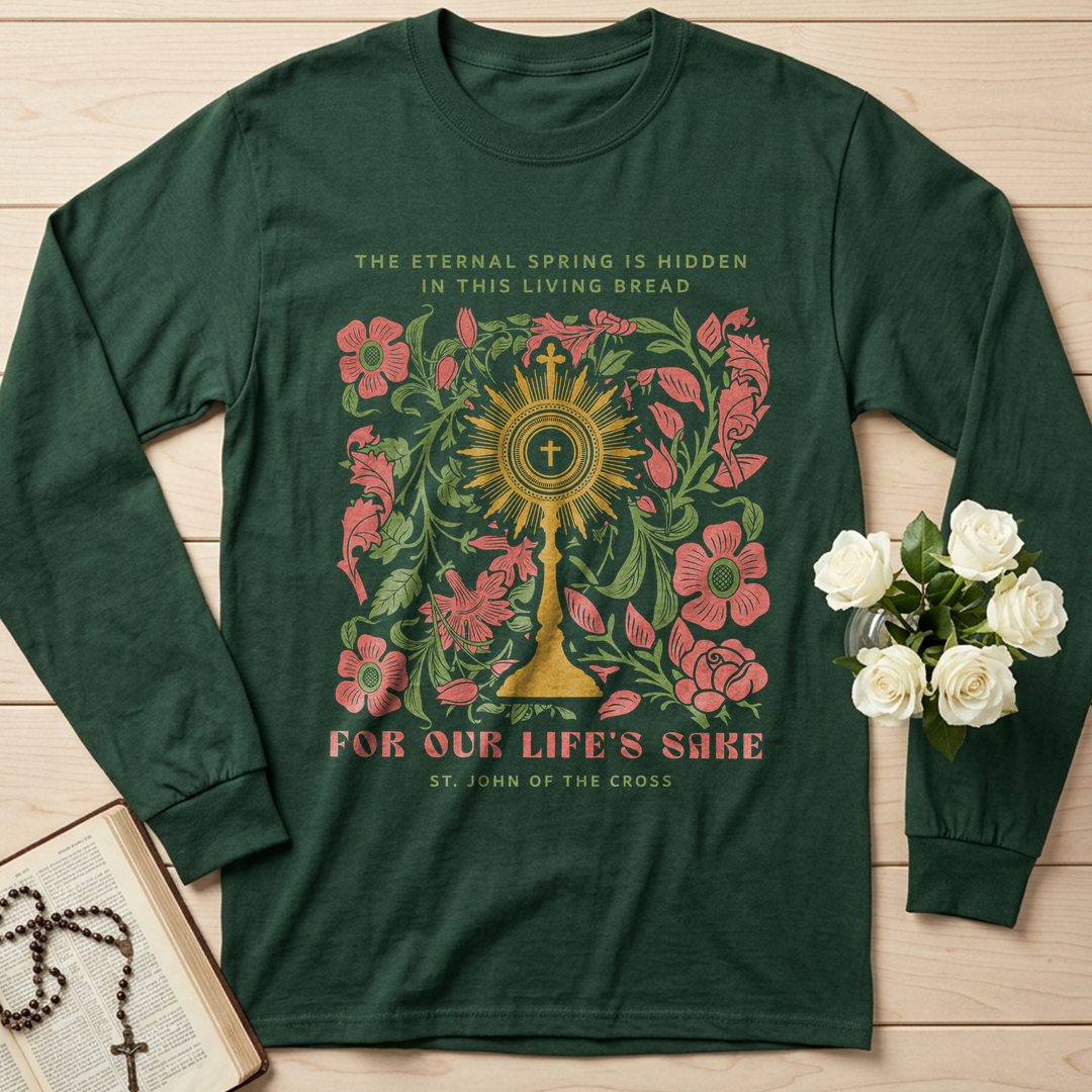 The eternal spring is hidden in this living bread For our life's sake 01