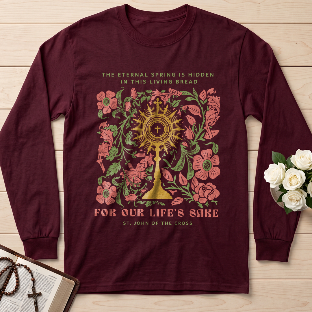 The eternal spring is hidden in this living bread For our life's sake 01