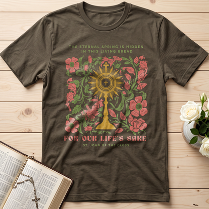 The eternal spring is hidden in this living bread For our life's sake 01