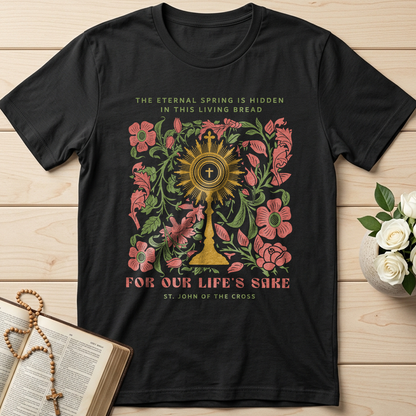 The eternal spring is hidden in this living bread For our life's sake 01