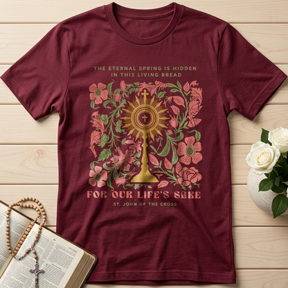 The eternal spring is hidden in this living bread For our life's sake 01
