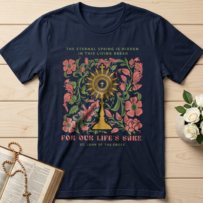 The eternal spring is hidden in this living bread For our life's sake 01