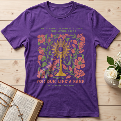 The eternal spring is hidden in this living bread For our life's sake 01