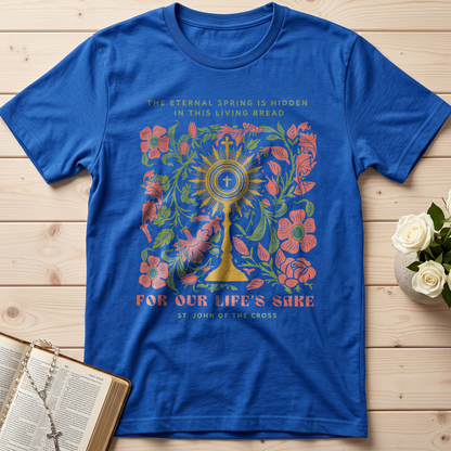 The eternal spring is hidden in this living bread For our life's sake 01
