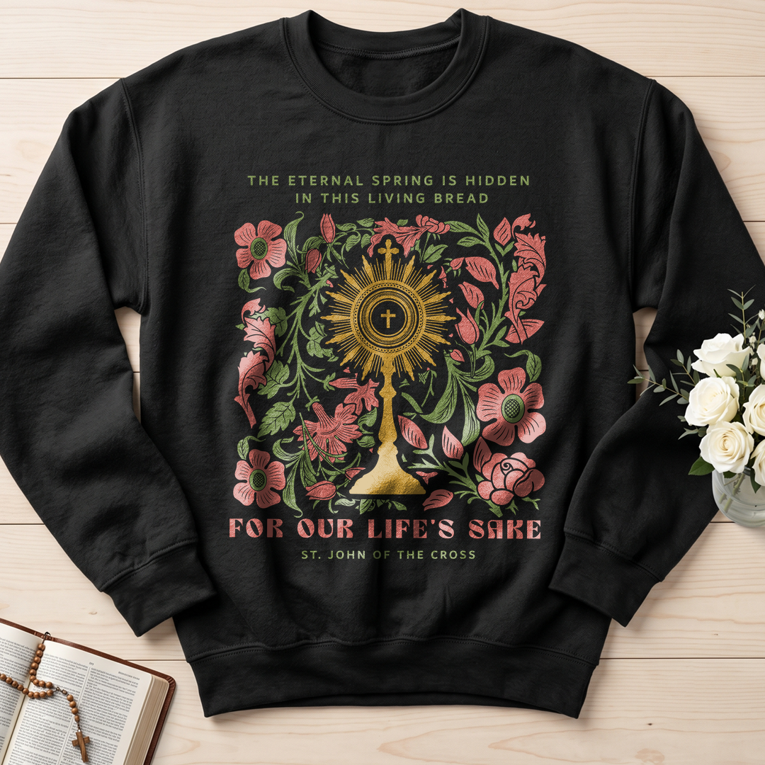 The eternal spring is hidden in this living bread For our life's sake 01