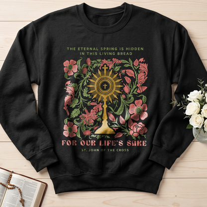 The eternal spring is hidden in this living bread For our life's sake 01