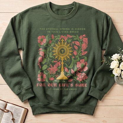 The eternal spring is hidden in this living bread For our life's sake 01