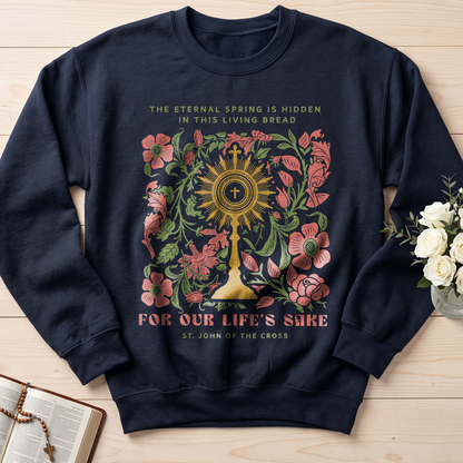 The eternal spring is hidden in this living bread For our life's sake 01